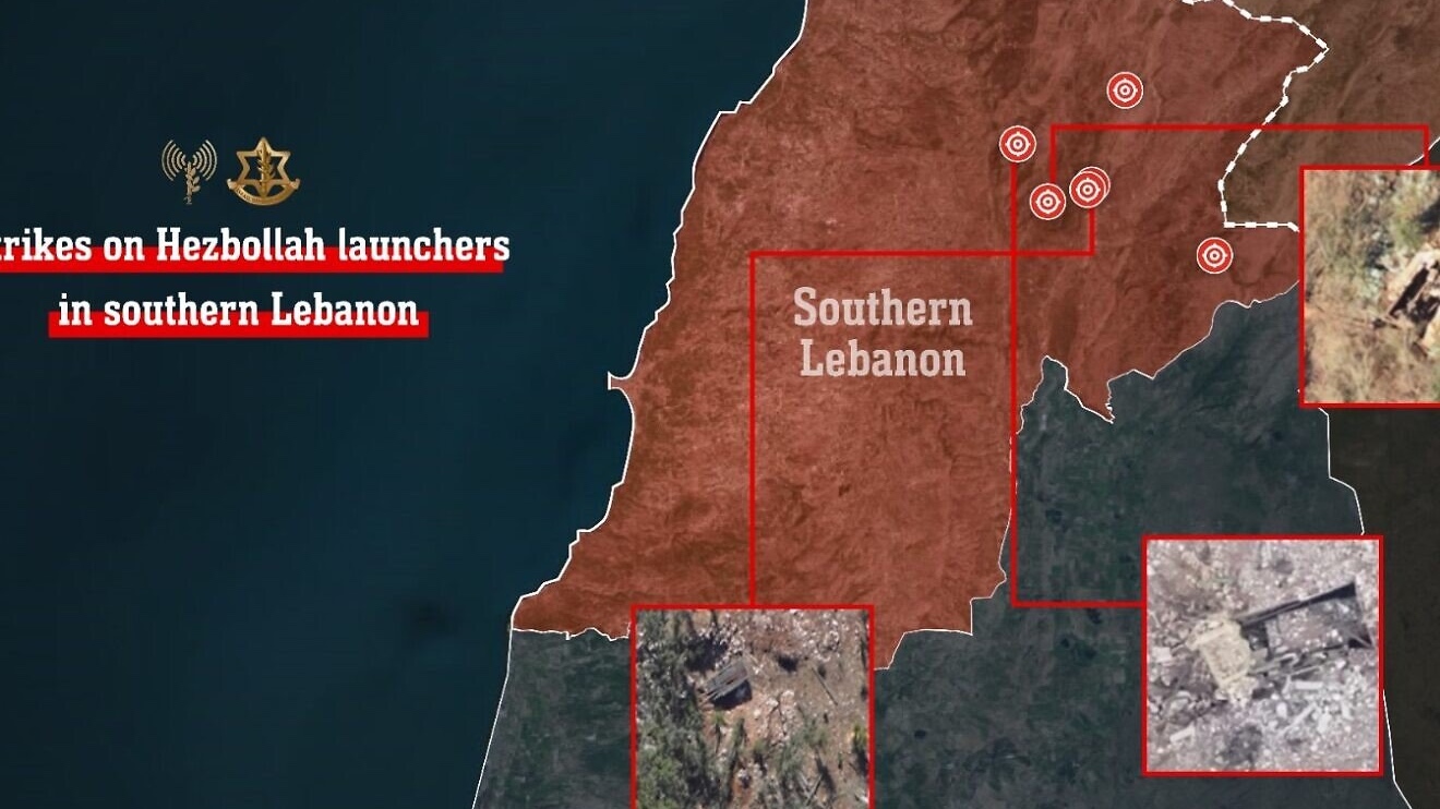 A map issued by the IDF shows where it carried out airstrikes against Hezbollah targets in Southern Lebanon on Nov. 21-22, 2025. Credit: IDF.
