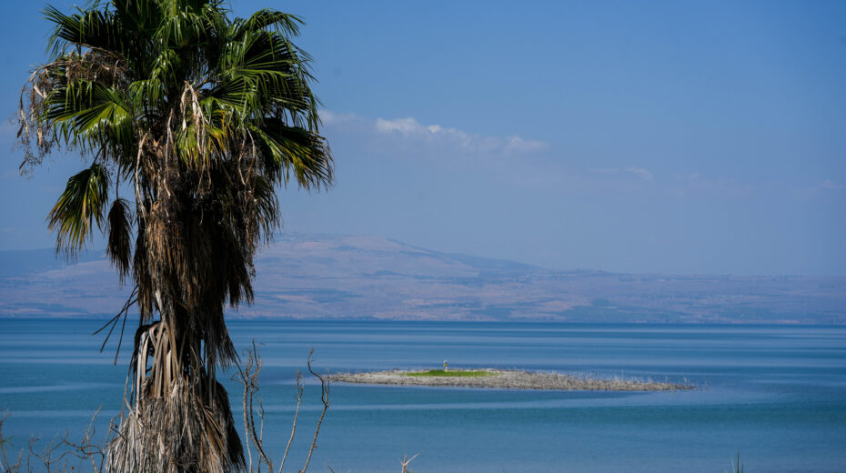 The water level had receded so drastically in recent years that an island had formed in the middle of the lake opposite Kibbutz Maagan. Photo: Ayal Margolin/Flash90