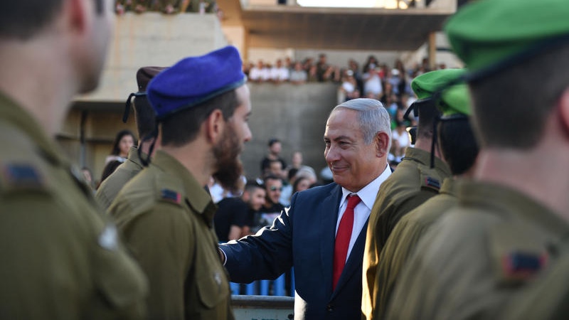 Prime Minister Benjamin Netanyahu attends the Officer's Course graduation ceremony at Bahad 1 Training Base, in Mitzpeh Ramon, southern Israel. Photo by Kobi Gideon/GPO
