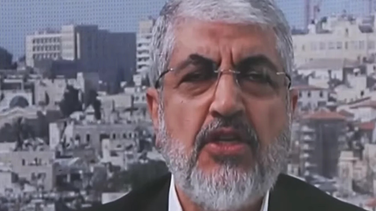 Hamas terrorist leader Khaled Mashaal addresses an anti-Israel conference in Istanbul, Turkey via video link, Dec. 6, 2025. Credit: Screenshot.