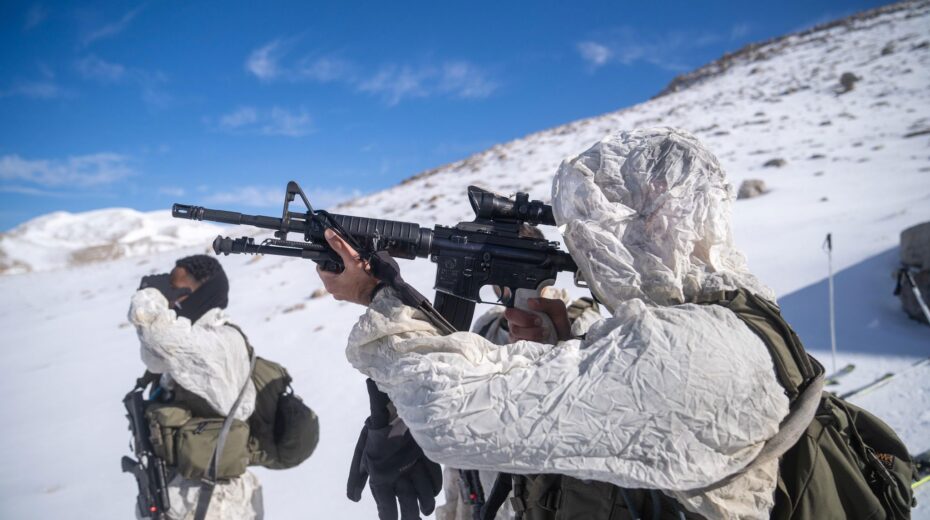 Members of the IDF's Alpinist Unit training on the summit of Mount Hermon in Syria. Photo: IDF
