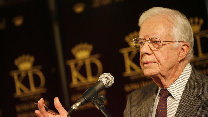 Former US President Jimmy Carter gives a speech in Jerusalem on April 21, 2008. Photo by Michal Fattal/Flash90.