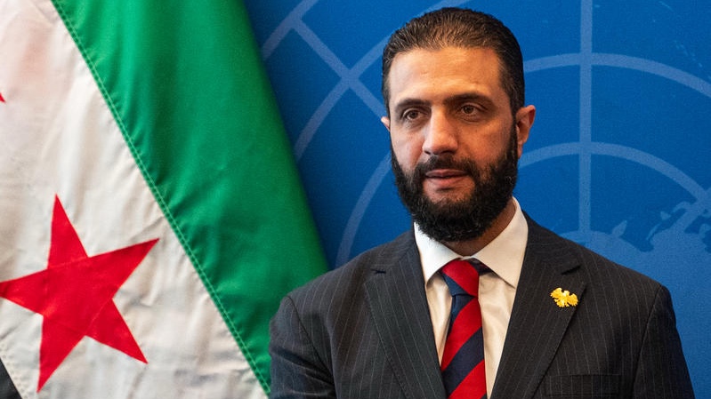 Syria's President Ahmed al-Sharaa visits at the United Nations headquartes in New York City, September 24, 2025. Photo by Liri Agami/Flash90