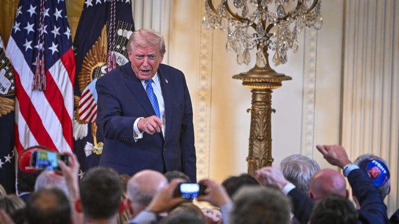 US President Donald Trump attends a Hanukkah reception in the East Room of the White House in Washington, DC, on December 16, 2025. Photo by Arie Leib Abrams/Flash90