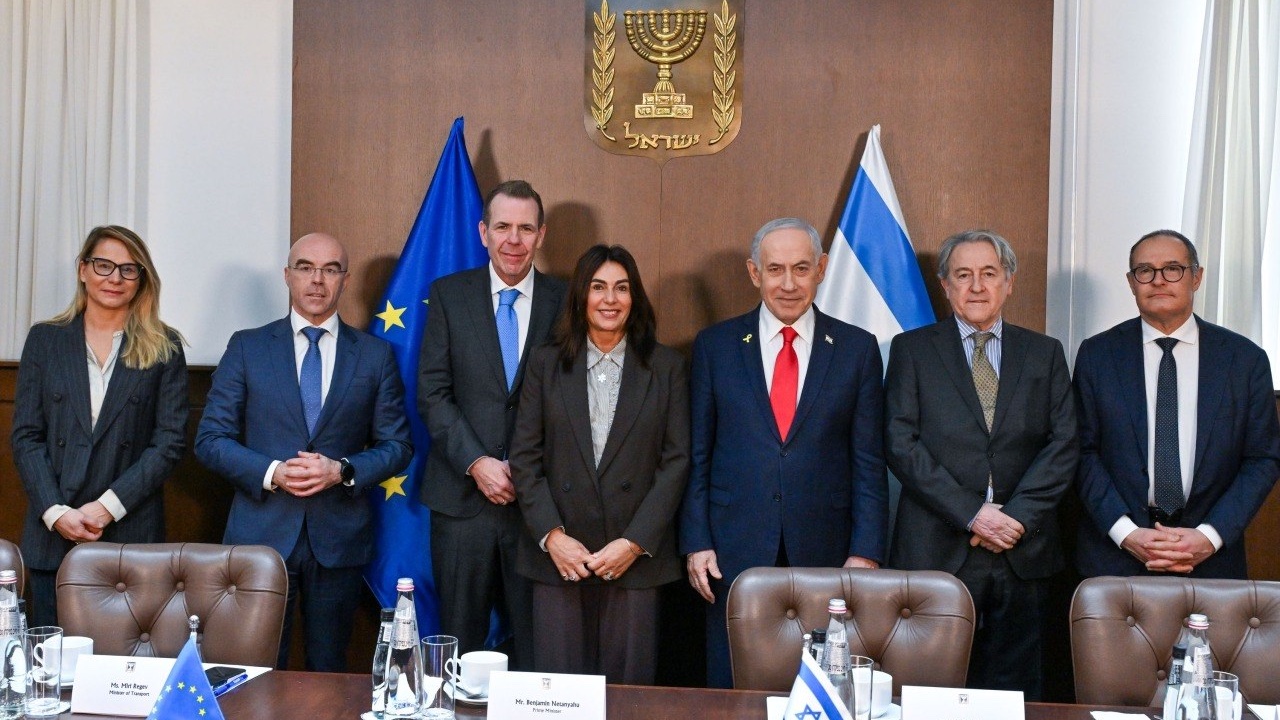 Prime Minister Benjamin Netanyahu and Transportation Minister Miri Regev with the "Patriots for Europe" delegation in Jerusalem. Photo by Kobi Gideon/GPO
