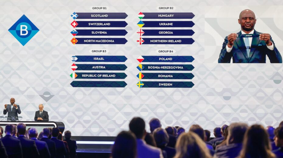 Former French international Patrick Vieira during the UEFA Nations League draw in Brussels, Belgium, on February 12, 2026. EPA/OLIVIER MATTHYS