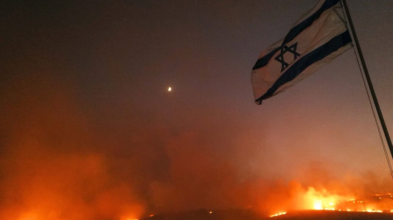Wildfires following a missile attack by Hezbollah in Lebanon, near Korazim and the Sea of Galilee on Oct. 9, 2024. Photo by Michael Giladi/Flash90.
