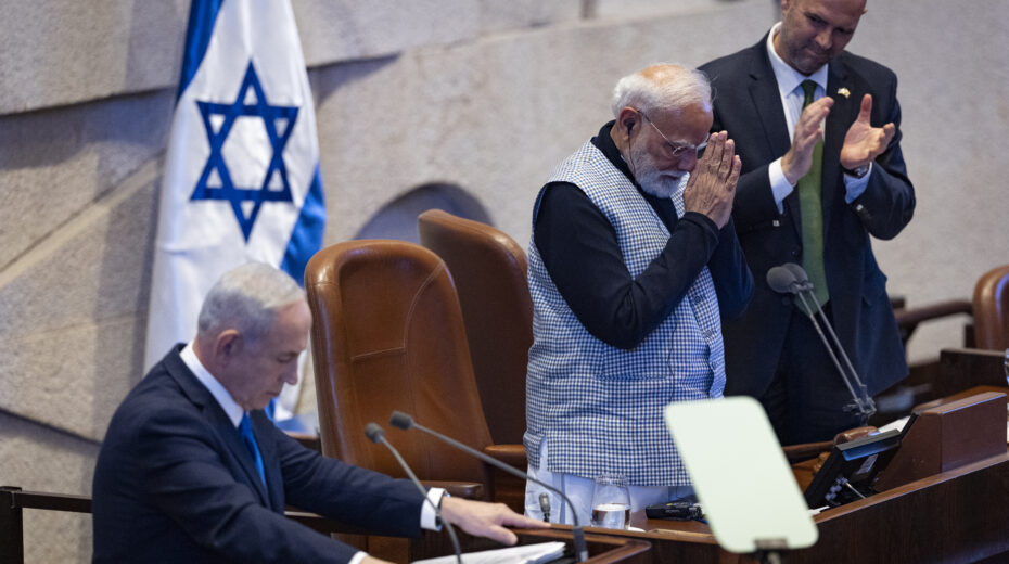Indian Prime Minister Narendra Modi attends a special session of the Knesset in Jerusalem during his official visit to Israel on February 25, 2026. Photo: Yonatan Sindel/Flash90