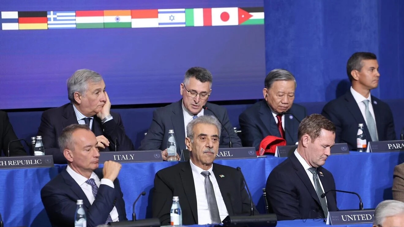 Israeli Foreign Minister Gideon Sa’ar speaks at the inaugural meeting of the Board of Peace at the U.S. Institute of Peace in Washington, D.C., Feb. 19, 2026. Photo by Shmulik Almani/Israeli Ministry of Foreign Affairs.