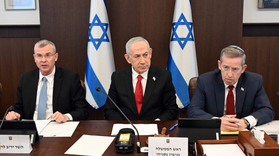 Prime Minister Benjamin Netanyahu during a cabinet meeting in Jerusalem. The Israeli government has made several far-reaching decisions regarding Judea and Samaria in recent weeks. Photo: Haim Zach/GPO