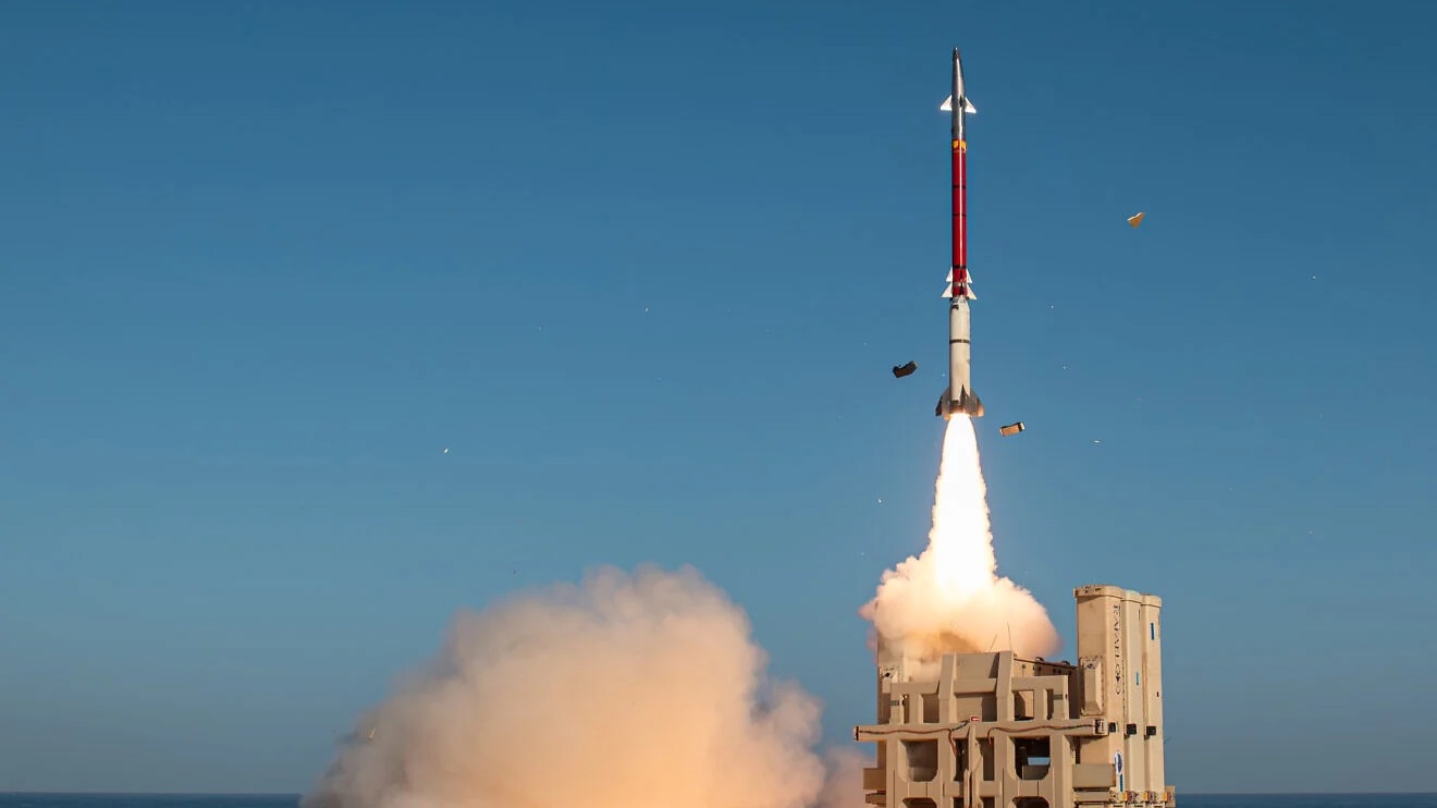 David’s Sling air defense system during a live-fire test in the recent complex test series. Credit: Israel Ministry of Defense.