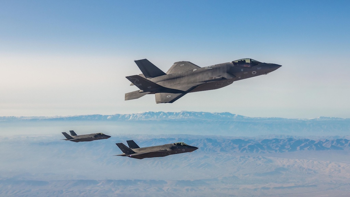 Israel Air Force F-35Is en route to strike targets in western Iran. Photo: Israel Air Force