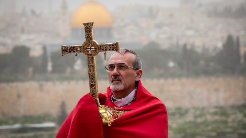 Latin Patriarch of Jerusalem Pierbattista Pizzaballa during Palm Sunday celebrations in 2020. Photo by Yossi Zamir/Flash90