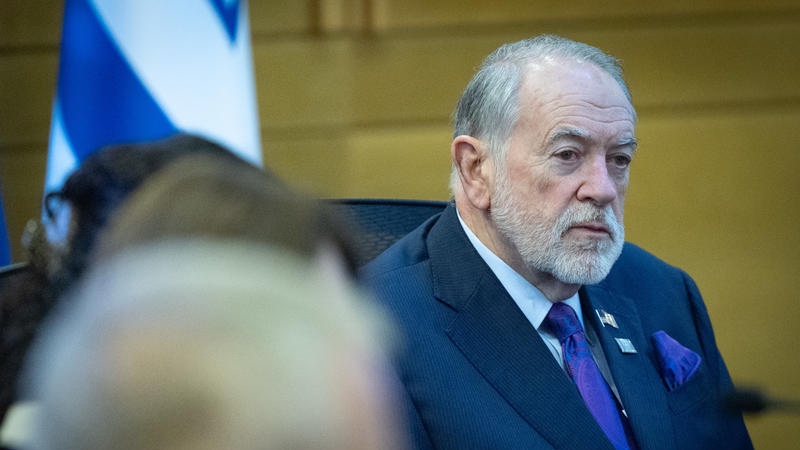 US Ambassador to Israel Mike Huckabee attends the lobby for Israel–United States relations at the Knesset, Israel's Parliament in Jerusalem, February 25, 2026. Photo by Yonatan Sindel/Flash90