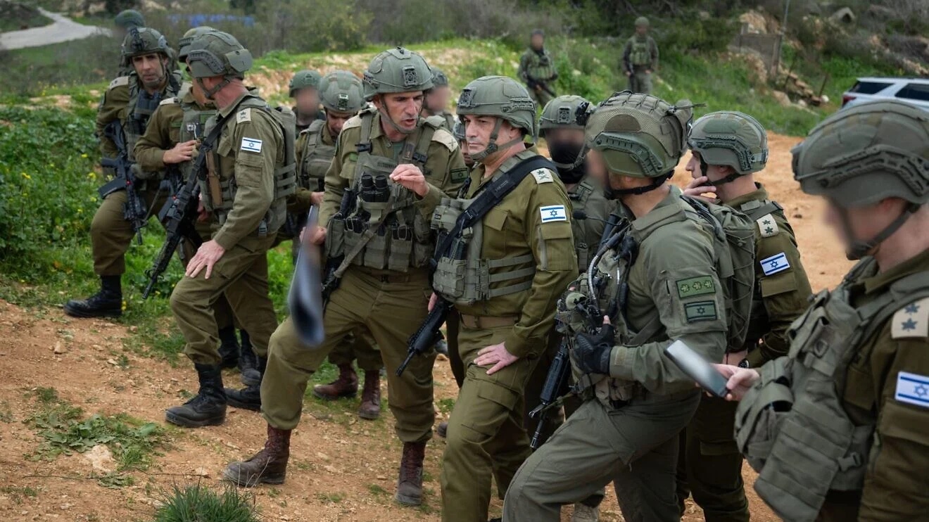 IDF Chief of Staff Lt. Gen. Eyal Zamir and division commanders tour Israel's northern border with Lebanon, March 2, 2026. Credit: IDF Spokesperson's Unit.