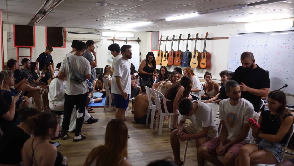 Students inside a public bomb shelter at the Ruppin Academic Center, aka Ruppin College, east of Netanya, June 17, 2025. Photo by Gili Yaari /Flash90.
