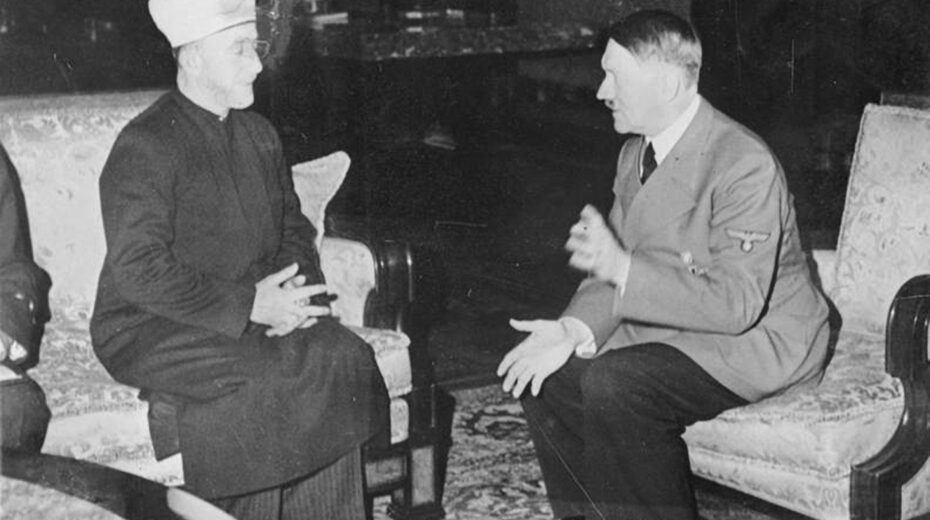 Mufti of Jerusalem Amin al-Husseini and Adolf Hitler, 1941. Credit: German Federal Archives (Deutsches Bundesarchiv), CC-BY-SA 3.0, via Wikimedia Commons.