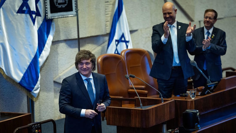 A special session in honor of Argentinian President Javier Milei at the Knesset, the Israeli parliament in Jerusalem, June 11, 2025. Photo by Yonatan Sindel/Flash90