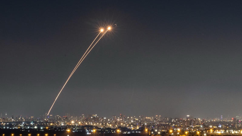 An Iron Dome battery in action over central Israel. Photo by Yossi Aloni/Flash90