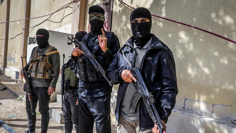 Masked and armed Hamas enforcers on the streets of southern Gaza. Photo by Saeed Mohammed/Flash90.