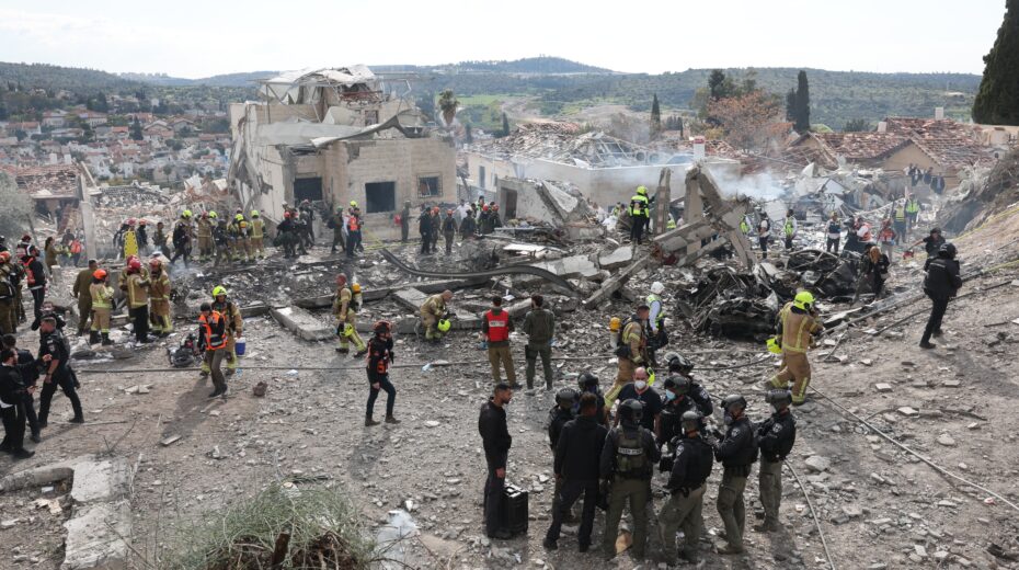 Nine people were killed and 46 injured when an Iranian missile struck Beit Shemesh on March 1. Photo: Abir Sultan/EPA