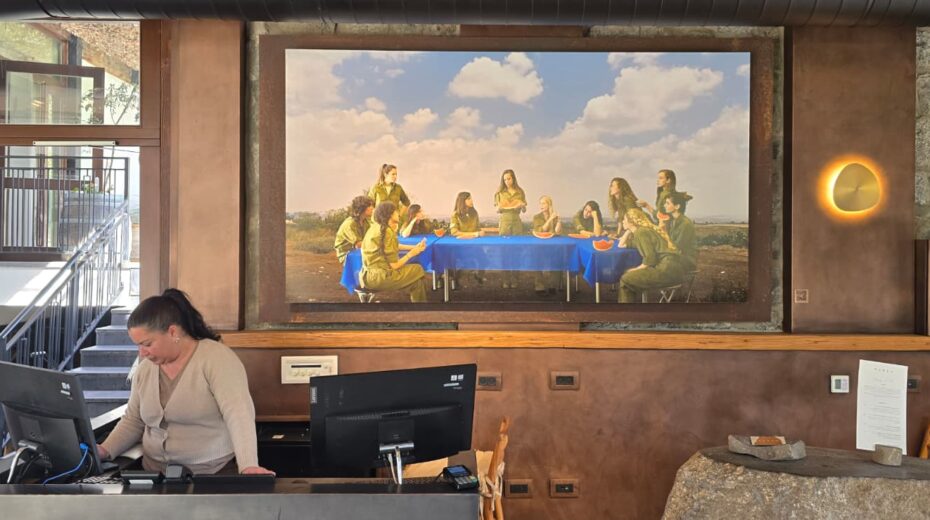 The photo by Angelika Sher in the lobby of a hotel in northern Israel. Photo: Aviel Schneider.