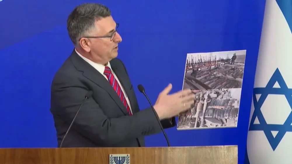 Israeli Minister of Foreign Affairs Gideon Sa’ar speaks in Jerusalem at the first Israel-Serbia Strategic Dialogue, April 28, 2026. Credit: Shlomi Amsalem/GPO.