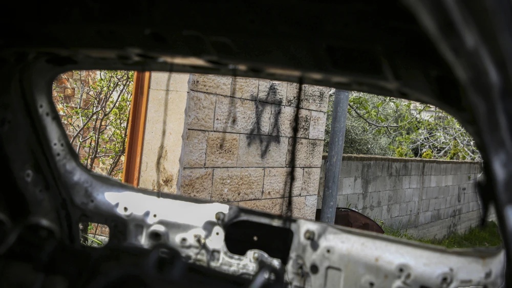 Damage to a car set on fire by Jews in the Arab village of Deir al-Hatab, east of Nablus, on March 23, 2026. Photo by Nasser Ishtayeh/Flash90.