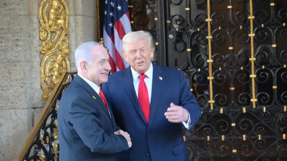 US President Donald Trump hosts Israeli Prime Minister Benjamin Netanyahu at Mar-a-Lago in Palm Beach, Fla., Dec. 29, 2025. Credit: Amos Ben-Gershom/GPO.