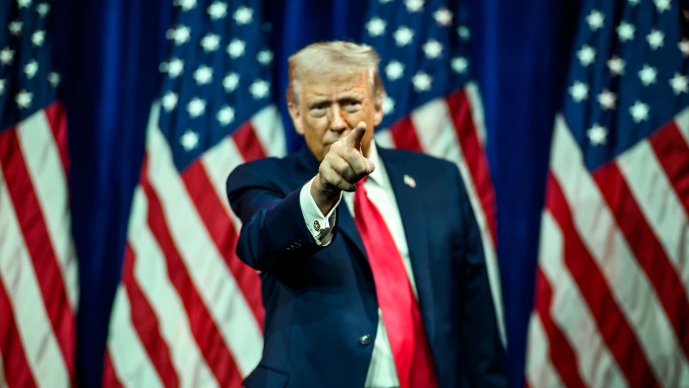US President Donald Trump gestures to the crowd after delivering remarks at the House GOP Member Retreat in Washington, DC, Jan. 6, 2026. Photo by Daniel Torok/White House.