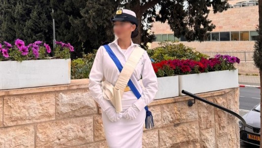 Fifty women from different IDF units, along with police and firefighters, will be performing choreographed flag gambols on Yom Ha’atzmaut, April 20, 2026. Credit: IDF Spokesperson.