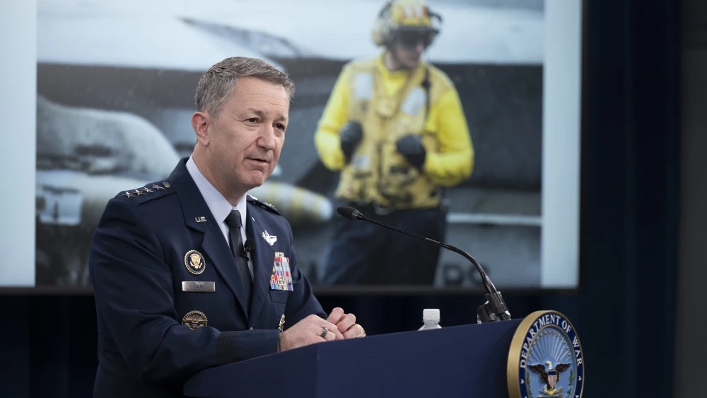 US Air Force Gen. Dan Caine, chairman of the Joint Chiefs of Staff, along with US Secretary of Defense Pete Hegseth (not pictured), conducts a press briefing on “Operation Epic Fury” at the Pentagon in Washington, DC, March 10, 2026. Credit: US Navy Petty Officer 1st Class Eric Brann/US Defense Department.