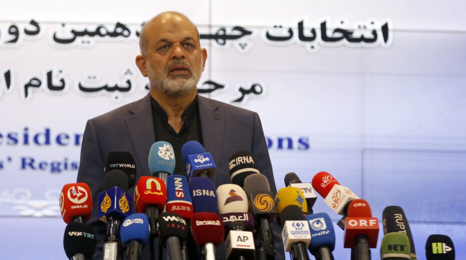 Ahmad Vahidi, former head of Iran's Quds Force and alleged mastermind of the 1994 AMIA bombing in Buenos Aires, at a press conference in Tehran, May 30, 2024. Vahidi is now considered the de facto leader of the ruling junta in Iran. Photo: EPA/ABEDIN TAHERKENAREH