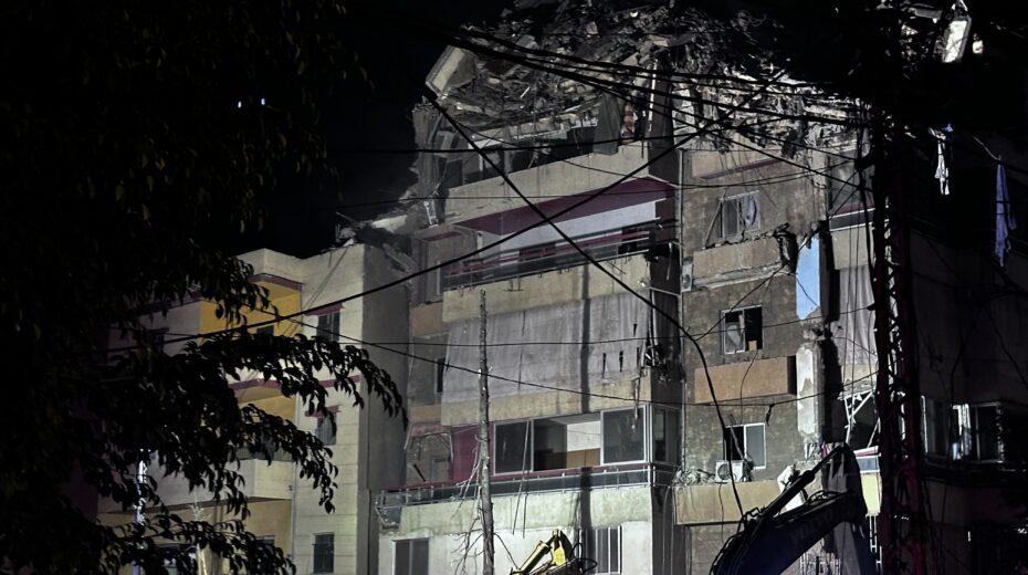 A destroyed residential building in the Dahieh district of Beirut after an Israeli airstrike on the night of May 6, 2026. Photo: EPA/Wael Hamzeh