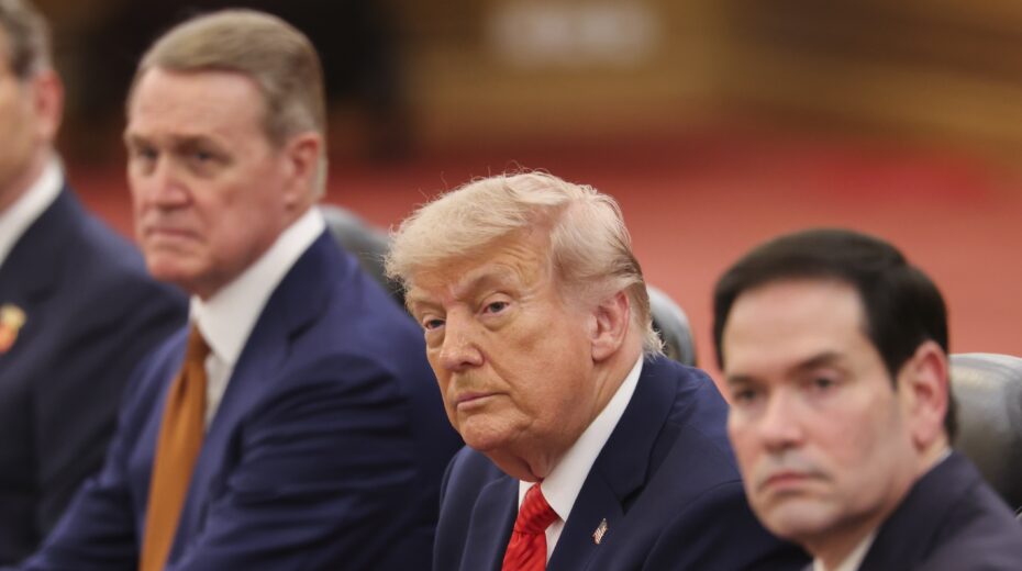 US President Donald Trump at a meeting with Chinese representatives in Beijing, May 14, 2026. Israel is currently awaiting his decision on further action against Iran. EPA/Maxim Shemetov / POOL
