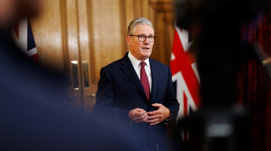 British Prime Minister Keir Starmer delivers a statement after a stabbing attack against Jews in the Golders Green neighborhood of North London, April 29, 2026. Credit: Lauren Hurley/No. 10 Downing Street.