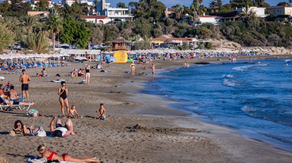 The beach in the coastal town of Paphos on the Greek side of Cyprus. September 24, 2024. Photo: Nati Shohat FLASH90