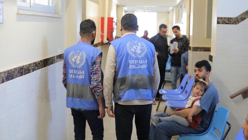Palestinians at the United Nations Health Center (UNRWA), in the central Gaza Strip, April 28, 2025. Photo by Ali Hassan/Flash90
