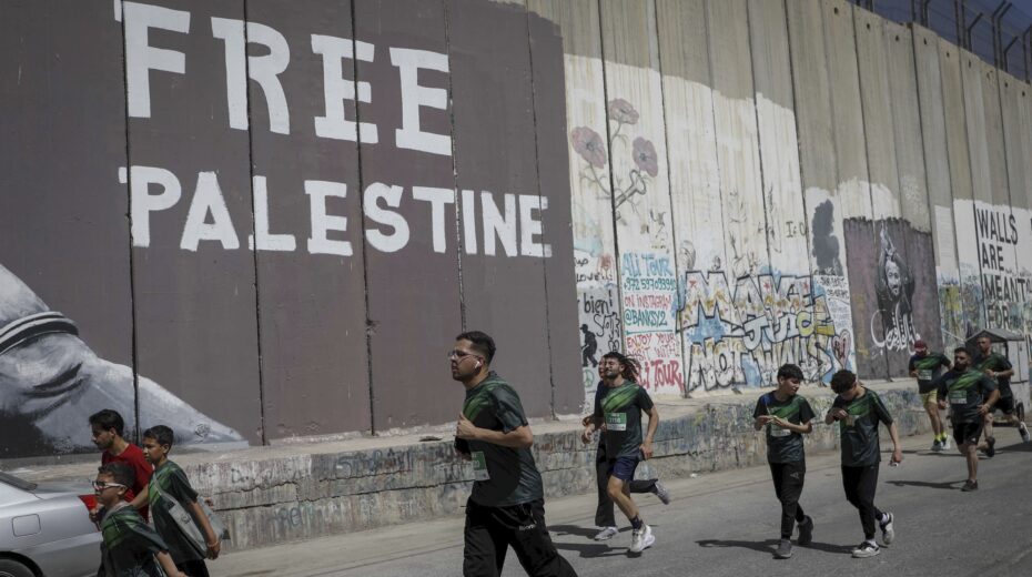 Runners at the International Palestine Marathon in Bethlehem, Judea and Samaria, May 8, 2026. Photo: Wisam Hashlamoun/Flash90