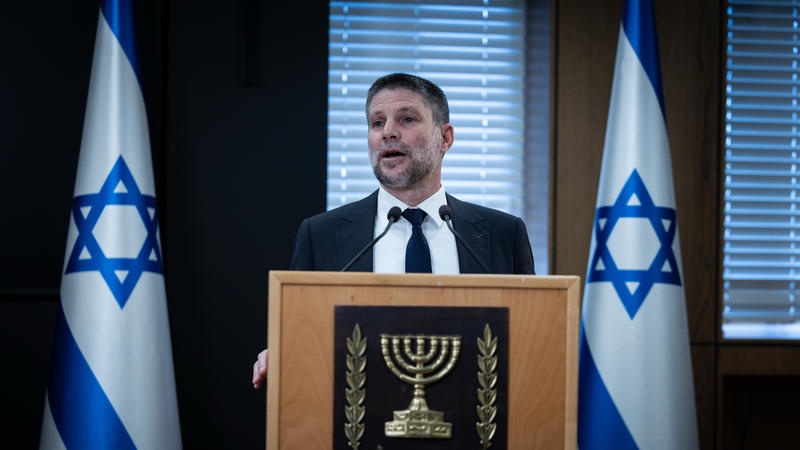 Israeli Finance Minister Bezalel Smotrich holds a press conference at the Finance Ministry in Jerusalem, May 19, 2026. Photo by Yonatan Sindel/Flash90