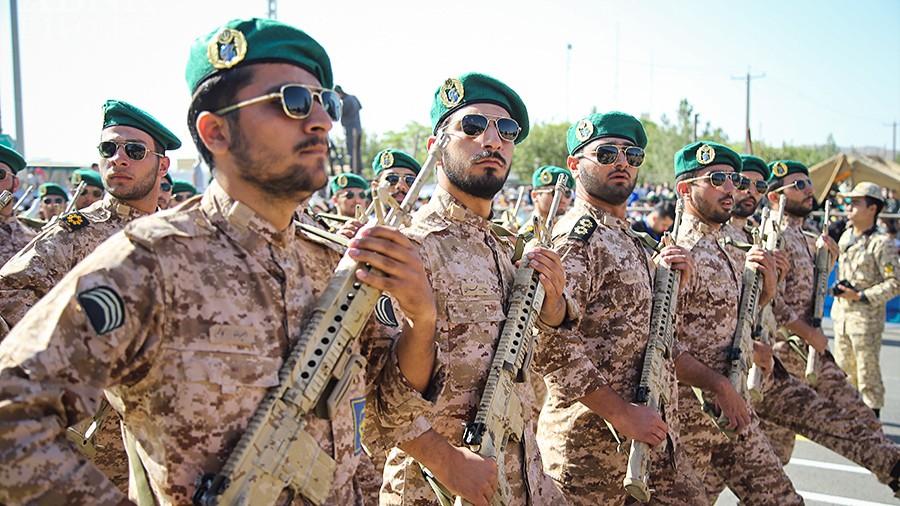 Members of the Iranian Army’s 65th Airborne Special Forces Brigade parade in the city of Qom, Iran, marking Sacred Defense Week, Sept. 22, 2023. Credit: AhlulBayt (a.s.) News Agency/ABNA via Wikimedia Commons.