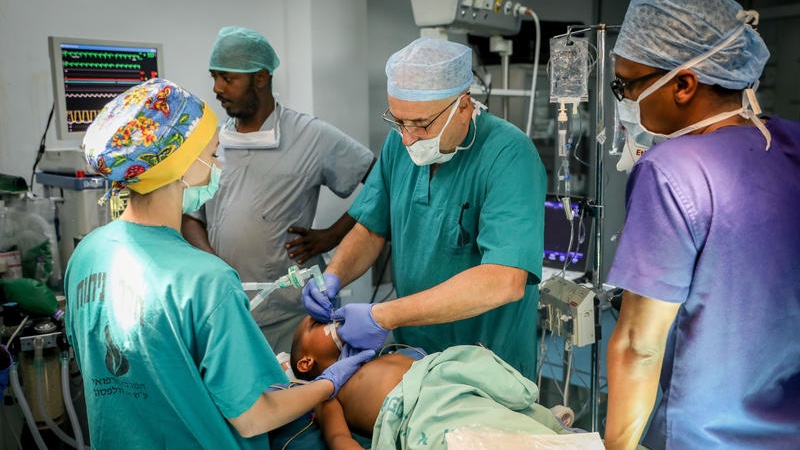 Doctors with the Israeli NGO "Save a Child's Heart" perform life-saving treatment on a child in Ethiopia. Photo by Yonatan Sindel/Flash90