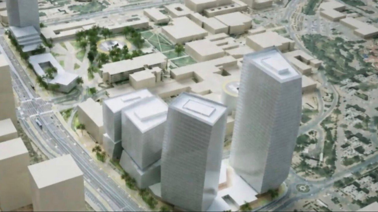 A rendering of the renovated hospital building at Clalit-Soroka Medical Center in Beersheva, June 19, 2026. Credit: Clalit Soroka Medical Center.