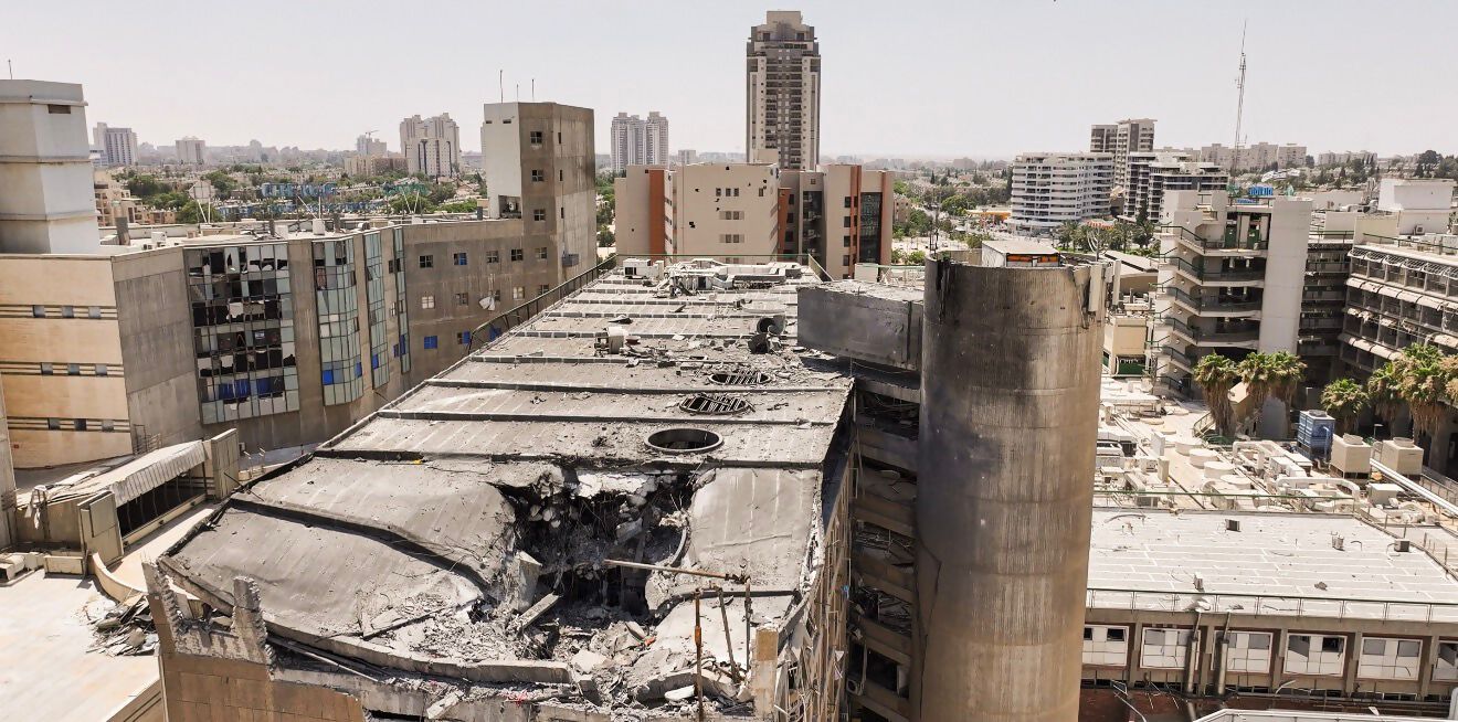The destruction after the Iranian missile hit on Clalit-Soroka Medical Center, June 19, 2025. Credit: Clalit Soroka Medical Center.