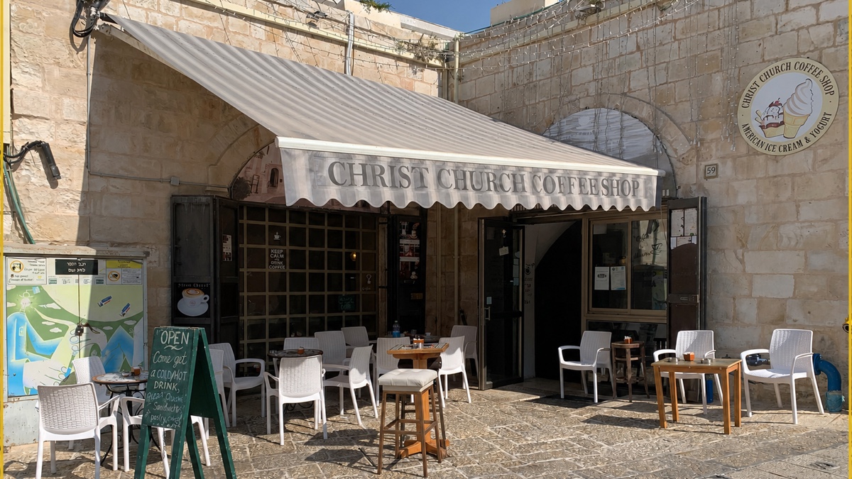 Outside CMJ's Christ Church compound in Jerusalem's Old City. Photo: Charles Gardner