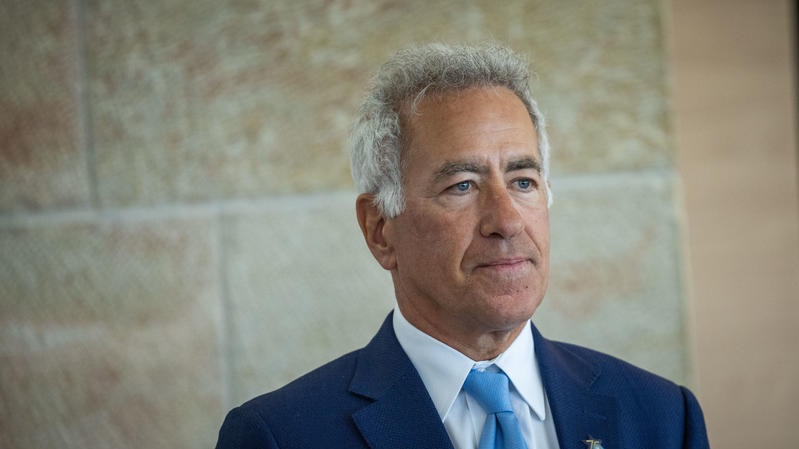 Sylvan Adams at a ceremony for torch lighters of the Independence Day state ceremony, at the Knesset, the Israeli parliament in Jerusalem, on April 23, 2023. Photo by Yonatan Sindel/Flash90