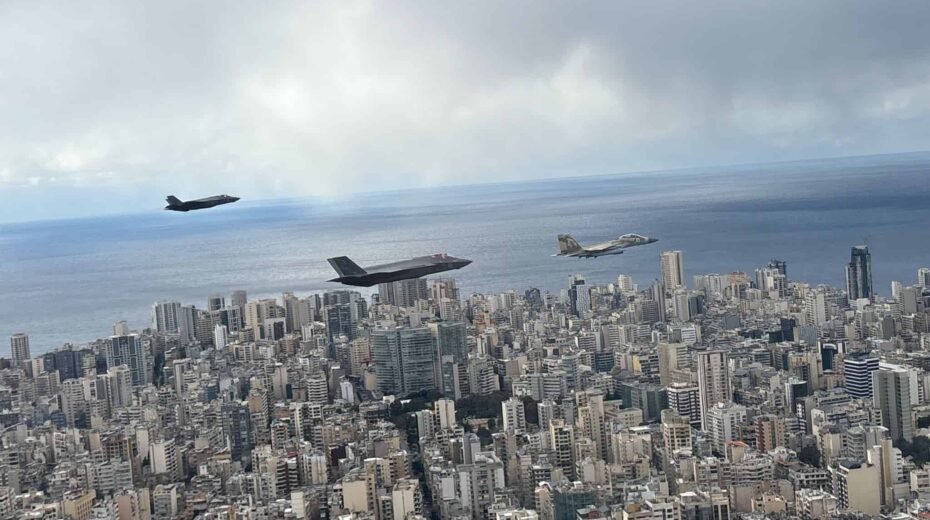 Israeli Air Force fighter jets over Beirut, Feb. 23, 2025. Credit: Israel Defense Forces.
