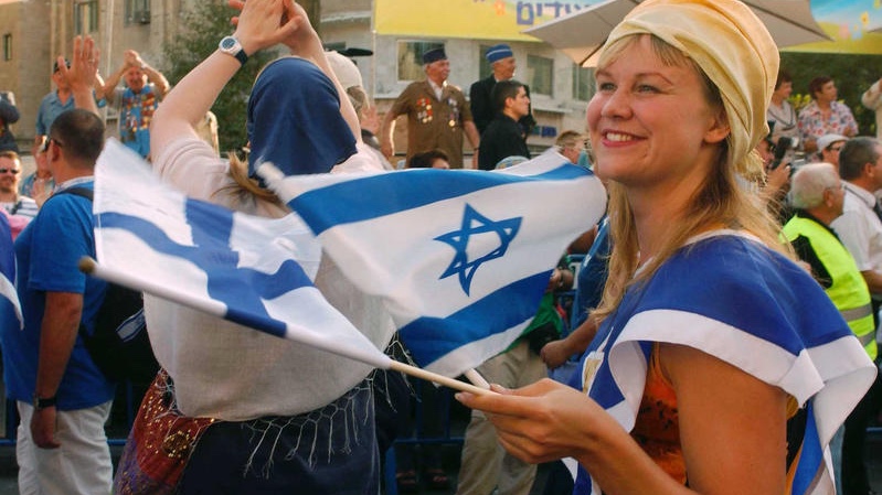 Christians participate in the annual "Jerusalem March" held during Sukkot, the Feast of Tabernacles. Photo by Hilla Gutrayman/Flash90
