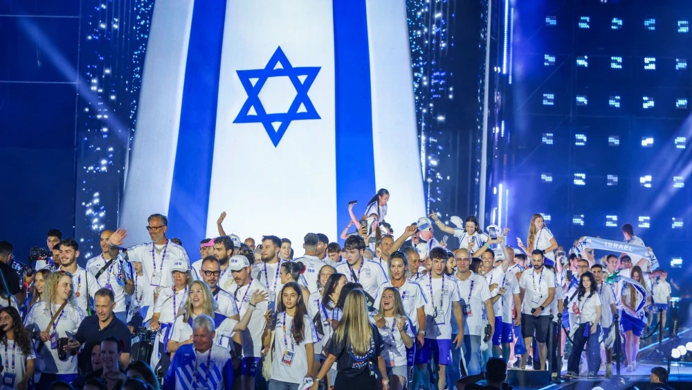 The opening ceremony of the 2026 Maccabiah Games, often referred to as the Jewish Olympics, at Teddy Stadium in Jerusalem, July 1, 2026. Photo by Danny Maron/Flash90.