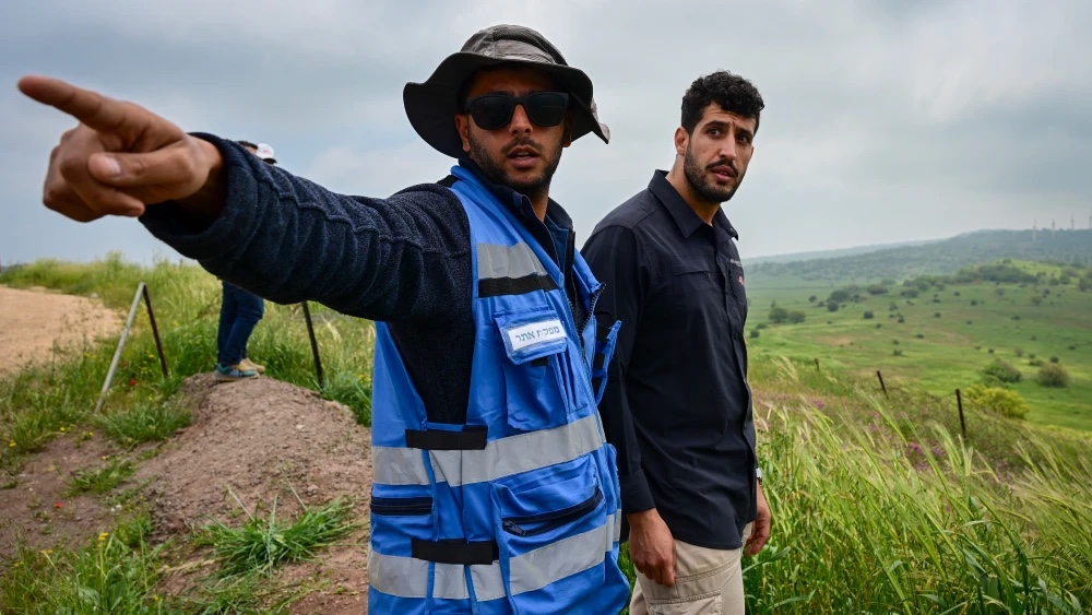 The Israel Ministry of Defense’s National Mine Action Authority (INMAA) clears minefields with the assistance of sappers from 4M Defense Mine Solutions in the northern Golan Heights near the Syrian border, April 28, 2026. Photo by Michael Giladi/Flash90.